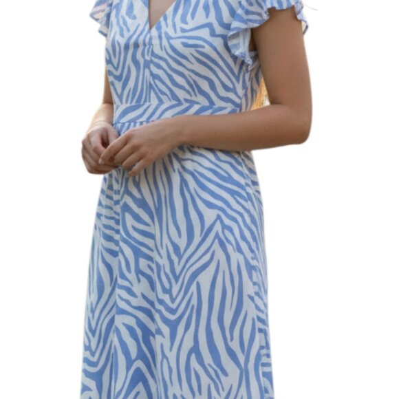 THML Robert Simmons Zebra Pocket Dress Size Small Blue White‎ - Picture 6 of 6